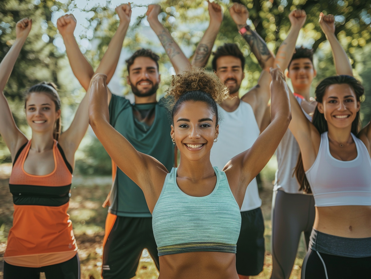 Група людей різного віку тренується разом